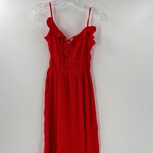 MARKET & SPRUCE NANA SWEETHEART MIDI DRESS RED SIZE XS